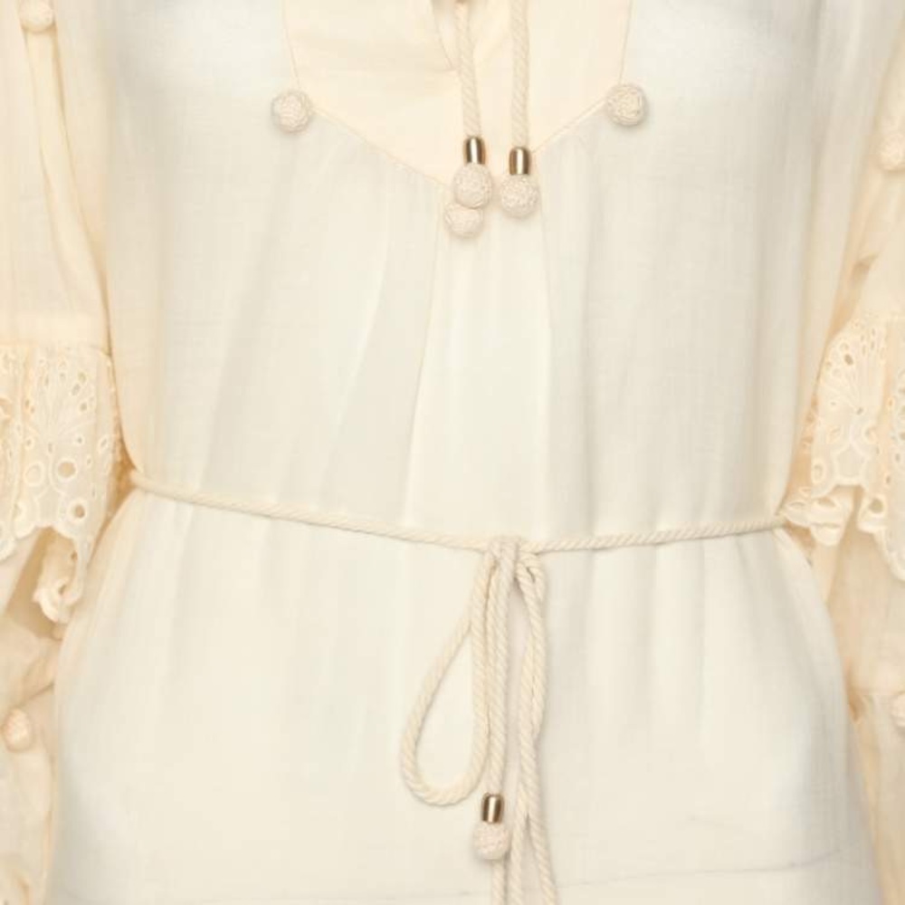Zimmermann Cream Ruffled Tiered Sundress with Bishop Sleeves - Picture 10 of 12